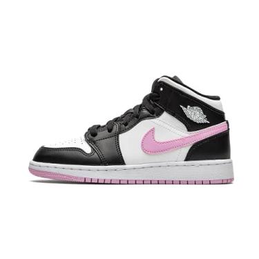 Imagem de Jordan Youth Air 1 Mid Gs Branco Azul Royal 554725 131 - Tamanho, Branco/rosa ártico claro - preto, 4 Big Kid