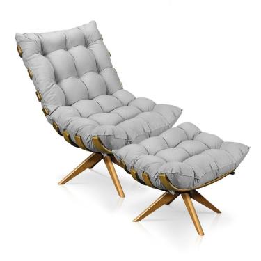 Imagem de Kit 01 Poltrona e 01 Puff Giratório Costela Base