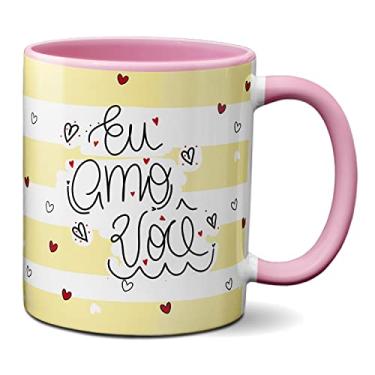 Imagem de Caneca Flork Meme Namorados Apaixonados Coração Eu Amo Você (Rosa)