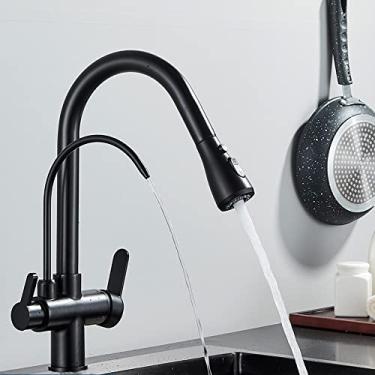 Imagem de Torneira de cozinha de água de purificação de ouro preto rotação de 360 ​​graus Torneira de água pura filtrada guindaste multifuncional torneira misturadora Torneira, preto fosco A,1