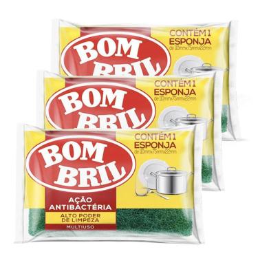 Imagem de Esponja de Limpeza Bombril Multiuso 1 unidade | Kit com três unidades