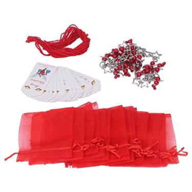 Imagem de Chaveiro estrela de decoração de natal, decoração 20 conjuntos de enfeites de decoração de árvore de natal práticos e bonitos para festa Vermelho