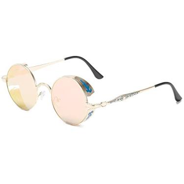 Imagem de Óculos de Sol Steampunk Clássico Gótico Masculino e Feminino Retrô Óculos Redondos de Metal Luxo Óculos de Sol UV400,COR,3,Óculos