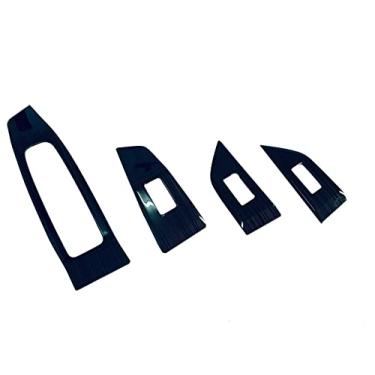 Imagem de GZBFTDH Acessórios de carro de painel de vidro, compatível com Nissan Rogue 2021 janela de porta painel de elevação de vidro botão placa de interruptor placa de acabamento (preto)