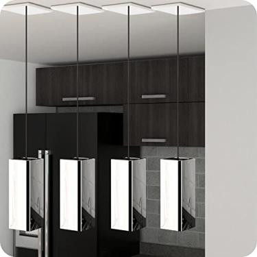 Imagem de 4 Pendentes Industrial Inox Quadrado Moderno Luminária ELG