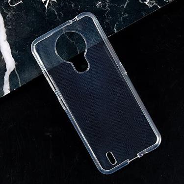 Imagem de Capa para Nokia 1.4, capa traseira de TPU macia resistente a arranhões à prova de choque, gel de silicone, borracha anti-impressões digitais, capa protetora de corpo inteiro para Nokia 1.4 (transparente)