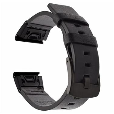 Imagem de DFAMIN 26 22 20MM Pulseira de relógio de couro esportivo Pulseira de liberação rápida para Garmin Fenix 6X 6 6S Pro 5X 5 5S Plus 3HR 935 945 Pulseira (Cor: Preto, Tamanho: 26mm Fenix 5X 5XPlus)