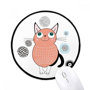 Imagem de Mouse pad Smile Animal Rosa Gato Tapete Redondo para Escritório