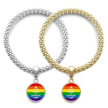 Imagem de DIYthinker Arco-íris Transgênero Bandeira Bissexuais LGBT Lover Pulseira Pingente Joia Corrente Presente Casal