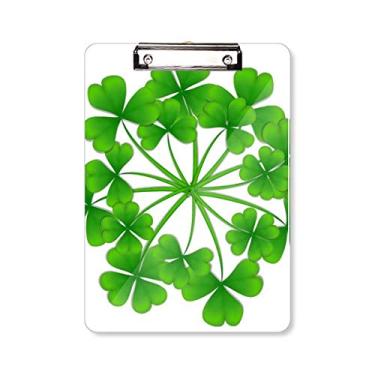 Imagem de Prancheta de trevo de quatro folhas, círculo da Irlanda Dia de São Patrício, pasta, placa de apoio A4