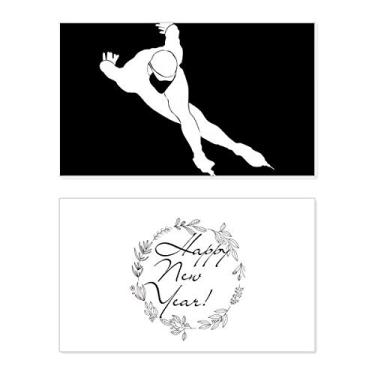 Imagem de Black Skating Winter Sport Outline New Year Festival Greeting Card Bless Message Gift