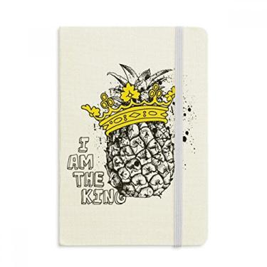 Imagem de Caderno com desenho em linha de abacaxi e frutas, capa dura em tecido oficial