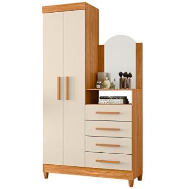 Imagem de Guarda Roupa Cômoda 2 portas e 4 gavetas Capri carvalho grife/off white Móveis Albatroz