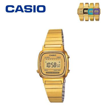 Imagem de Relógio de Pulso Feminino Casio Retro Mini Quadrado Digital Vintage Dourado LA670WGA