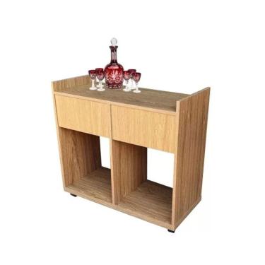 Imagem de Aparador Bancada Bar 2 Gavetas Modelo com Rodízios Vinhos e Bebidas