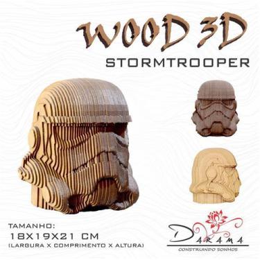 Imagem de Quebra Cabeças 3D Cabeça Enfeite Star Wars Storm Trooper Busto Mdf 3M