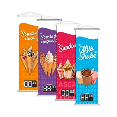 Imagem de Kit 4 Banners Sorvete Casquinha Sundae Milk Shake 100x30cm