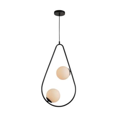 Imagem de Lustre Pendente Avant Perola Gota Duo 2xG45 Preto Fosco