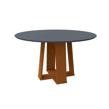 Imagem de mesa de jantar redonda com tampo de vidro isabela cinza e ype 135 cm