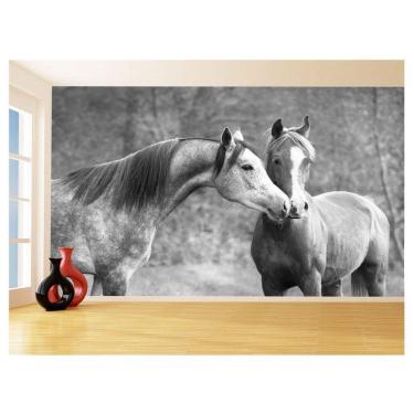 Imagem de Papel De Parede Animais Casal Cavalos Fazenda 3,5M Anm316