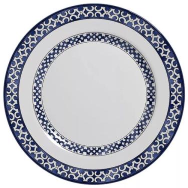 Imagem de Alleanza Conjunto C/6 Prato Raso Capri Cerâmica Feldspática Branca de Alta Resistência Decorado Redondo Mesa Posta Seguro para Micro-ondas