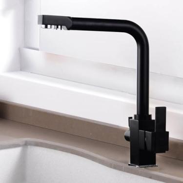 Imagem de Filtro torneira da cozinha de água potável fria e quente único furo cromo filtro pias cozinha deck montado torneira misturadora, 81018h, 1