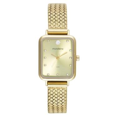 Imagem de Relogio Mondaine Feminino Ref: 32744lpmvde1 Retangular Mesh Dourado