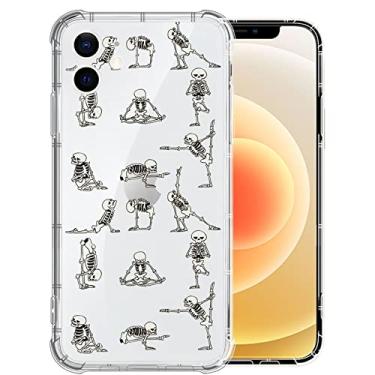 Imagem de Capa para iPhone 11 Pro para meninas, transparente com estampa de esqueleto de ioga fofa e engraçada design de esqueleto de plástico à prova de choque TPU capa protetora compatível com Apple iPhone 11 Pro