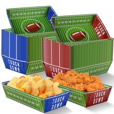 Imagem de Geefuun Pacote com 50 bandejas de papel para decoração de festa de futebol – Suprimentos para noite de cinema, lanche, estádio, pratos de servir para super tigela de futebol, aniversário, decoração