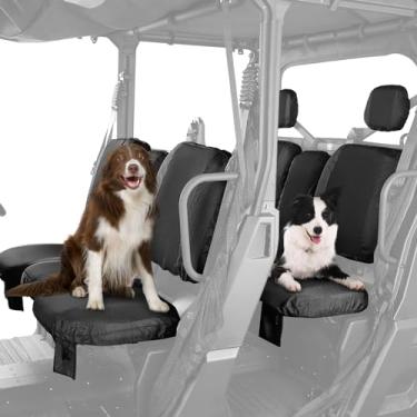 Imagem de KEMIMOTO Capas de assento UTV, conjunto de capas de assento UTV repelente à prova d'água com capa de encosto de cabeça compatível com Can Am Defender Max HD8/HD9/HD10 2017-2024 Todos os modelos capas de banco divididas