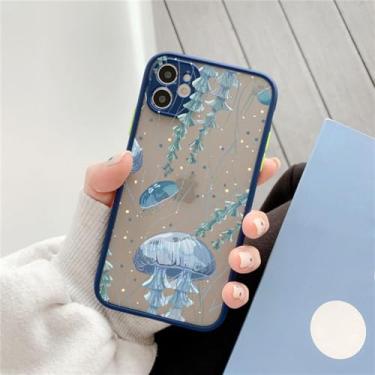 Imagem de Capa de telefone impressa para iphone x xr xs 7 8 plus se2 12 13 mini 11 14 15 pro max fosco capa à prova de choque, água-viva azul 1, para iphone 14pro