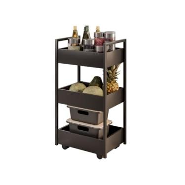 Imagem de Fruteira Carrinho c/Rodízio Preto Estilo Industrial Preto - Belliv Decor