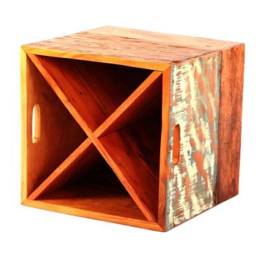 Imagem de Adega 12 Garrafas Modelo Caixote 40 Cm Madeira Maciça Com Pátina