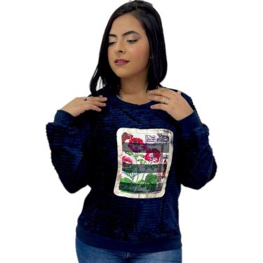 Imagem de Blusa De Frio Feminina Aveludada Manga Longa Gola Careca-Feminino