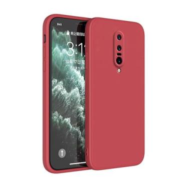 Imagem de Capa de telefone simples e lisa para oneplus 7t 7 pro 7pro, cor doce, silicone líquido, luxo, capa quadrada, vinho tinto, para oneplus 7t pro