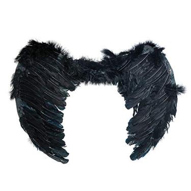 Imagem de Asa de Anjo Acessório Fantasia Carnaval Adulto 60Cm Preta