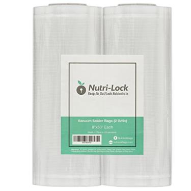 Imagem de Nutri-Lock Sacos seladores a vácuo, conjunto de 2 rolos de 20 cm x 1,5 m livres de BPA, vedação para sous vide e preparação de refeições, sacos para aspirador de alimentos de grau comercial