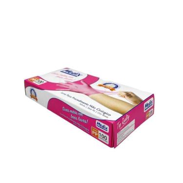 Imagem de Luva Nitrílica Rosa Procedimento Não Cirúrgico S/Pó C/100Un