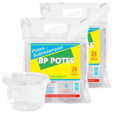 Imagem de Pote Descartavél BP Potes Redondo com Tampa 500ml Açai Bolos Sorvetes (50 Unidades)