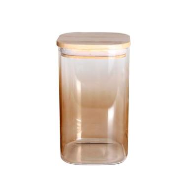 Imagem de Porta Mantimento Quadrado em Vidro Borossilicato com Tampa em Bambu 1,3L L10Xp10Xa17Cm Degradê Dynasty - Full Fit