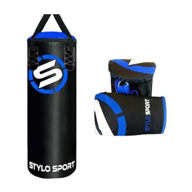 Imagem de Saco de Pancada Infantil Boxe 70 + Luva de Treino Bate Saco Kids Stylo (Azul)