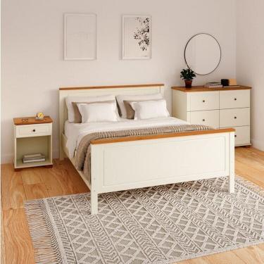Imagem de Conjunto Dormitório 1 Cama Queen 1 Mesa de Cabeceira 1 Cômoda Ananda CabeCasa MadeiraMadeira Imbuia/Offwhite