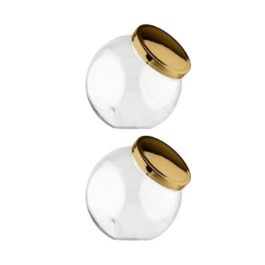 Imagem de Kit 2 Pote Baleiro Plástico 1,2l Tampa De Rosca Plástico Mantimentos Doces (Dourado)