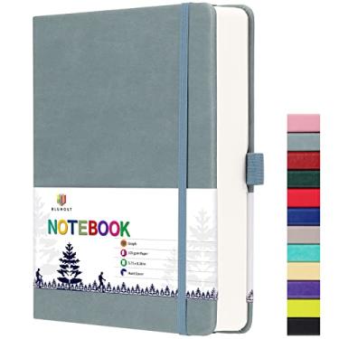 Imagem de BLUMOST Caderno de papel gráfico – Caderno de papel quadriculado A5 com 280 páginas, capa dura de 100 g/m² para estudantes de ciências de matemática, 14 cm × 21 cm - cinza azul