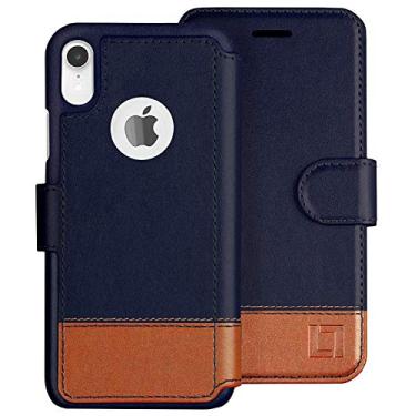 Imagem de Capa carteira compatível com iPhone XR para mulheres e homens, capa com porta-cartões [fina e protetora] para Apple XR (6,1 polegadas), capa de couro vegano i-Phone, capa de celular, céu do deserto