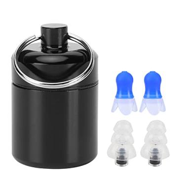 Imagem de Tampões para os ouvidos de silicone reutilizáveis, tampões para os ouvidos Water Out com filtro, tampões para os ouvidos com cancelamento de ruído Protetor de tampões para os (Black filter earplugs + blue flying earplugs)
