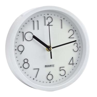 Imagem de Relógio de Parede Pequeno 20cm Silencioso Números 6085 - Livon, Branco