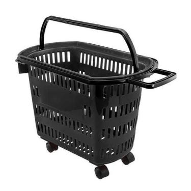 Imagem de Cesta de Compras com Rodinhas 30 Litros Preta D-300 - Della Plast - DE
