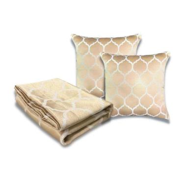 Imagem de Conjunto Peseira Xale Cama Com 2 Almofadas Cheias - MUMUDECOR, COLMEIA