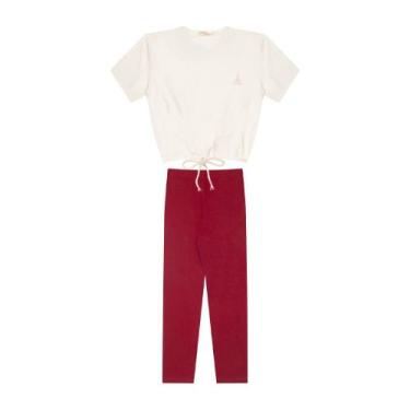 Imagem de Conjunto Infantil Menina, Blusa Cadarço MM Off E Legging Vermelho - Tu